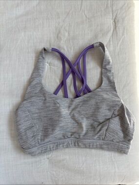 Lululemon Striped Sports Brad with Purple Strappy Back